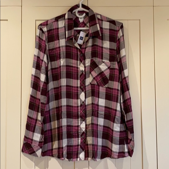 NWT Gap plaid shirt woman’s L - Picture 1 of 6